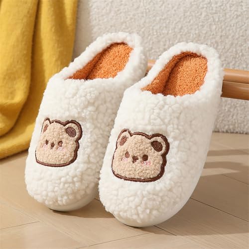 Maskjuwio Hausschuhe Damen Plüsch Pantoffeln Hausschuhe Herren Winter Warm Unisex Pantoffeln rutschfeste Leichte Hausschlappen Memory Foam Slippers Flache House Schlappen Liebespaar Filzpantoffeln von Maskjuwio