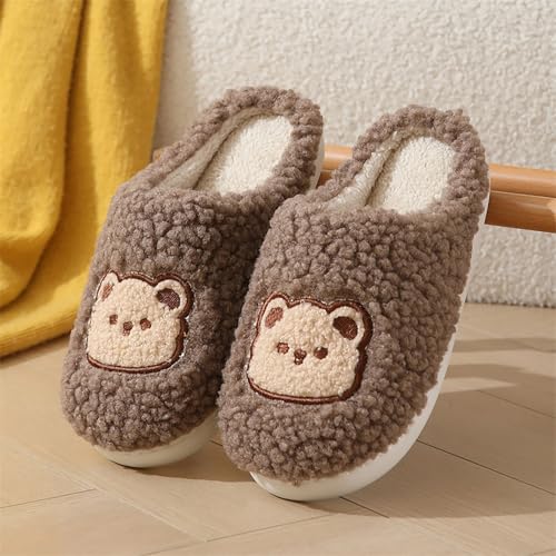 Maskjuwio Hausschuhe Damen Plüsch Pantoffeln Hausschuhe Herren Winter Warm Unisex Pantoffeln rutschfeste Leichte Hausschlappen Memory Foam Slippers Flache House Schlappen Liebespaar Filzpantoffeln von Maskjuwio