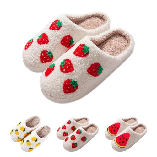 Maskjuwio Hausschuhe Damen Plüsch Slippers Memory Foam Pantoffeln Plüsch Gefüttert Hausschlappen Warme Hausschuhe Mit Musterdruck Pantoffeln Flauschig Slippers rutschfeste Filzpantoffeln House von Maskjuwio