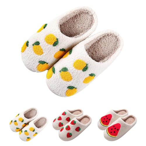 Maskjuwio Hausschuhe Damen Plüsch Slippers Memory Foam Pantoffeln Plüsch Gefüttert Hausschlappen Warme Hausschuhe Mit Musterdruck Pantoffeln Flauschig Slippers rutschfeste Filzpantoffeln House von Maskjuwio