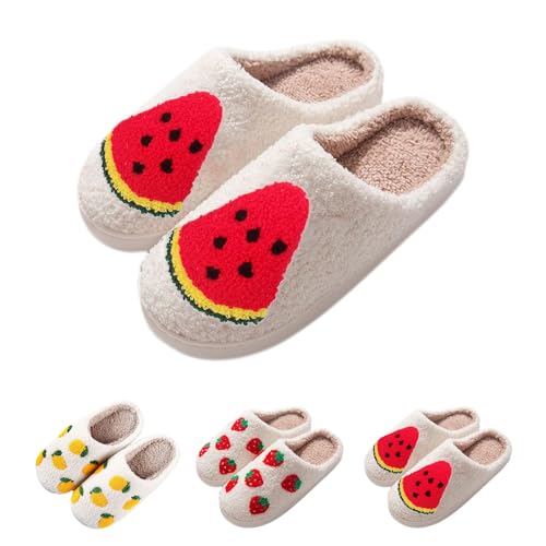 Maskjuwio Hausschuhe Damen Plüsch Slippers Memory Foam Pantoffeln Plüsch Gefüttert Hausschlappen Warme Hausschuhe Mit Musterdruck Pantoffeln Flauschig Slippers rutschfeste Filzpantoffeln House von Maskjuwio