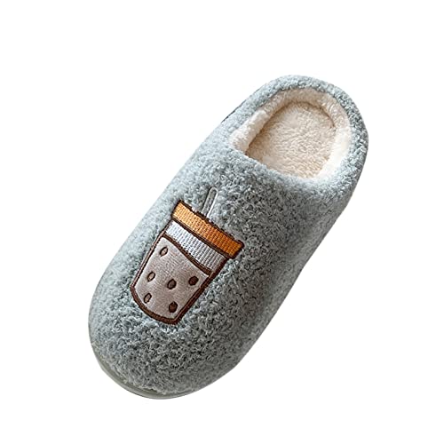 Maskjuwio Hausschuhe Damen Plüsch Süß Pantoffeln Mit Musterdruck Hausschuhe Damen Winter Lustig Warme Fuzzy Hausschlappen Weich Bequem Pantoffeln Leichte & Geräuschlose Hausschlappen Slippers von Maskjuwio