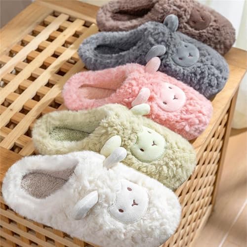 Maskjuwio Hausschuhe Damen Plüsch Süß Warme Hausschuhe Damen Lustig Flauschig Hausschlappen rutschfeste Pantoffeln Gefüttert Weich Slippers Leichte Bequem Filzpantoffeln Slide Hausschlappen Schlappen von Maskjuwio