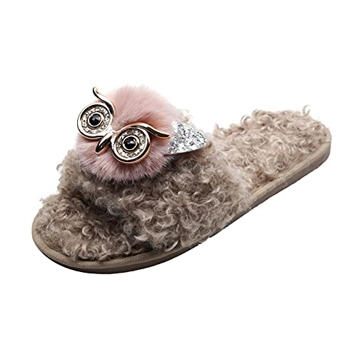 Maskjuwio Hausschuhe Damen Plüschtier, Flauschig Tier Pantoffeln Offener Zehen Slippers Plüsch Hausschlappen rutschfeste Hausschuhe Weich Bequem Pantoffeln Leichte & Geräuschlose Slippers von Maskjuwio