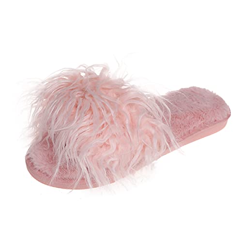 Maskjuwio Hausschuhe Damen Rosa Flauschig Offener Zehen Hausschlappen Plüsch Slippers Warme Pantoffeln Memory Foam Pantoffeln Leichte Weich Hausschuhe rutschfeste Hausschlappen Atmungsaktiv Slippers von Maskjuwio