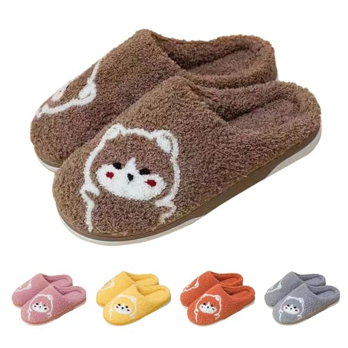 Maskjuwio Hausschuhe Damen Warm Gefüttert Hausschlappen Plüsch Pantoffeln Flauschig Slippers rutschfeste Hausschuhe Fur Drinnen Und Draußen Pantoffeln Schlafzimmer Hausschlappen Liebespaar Slippers von Maskjuwio
