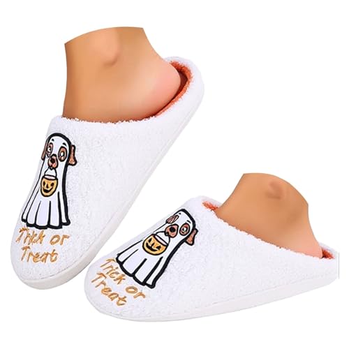 Maskjuwio Hausschuhe Damen Warm Halloween Hausschuhe Damen Plüsch Gefüttert Pantoffeln Weich Bequem Hausschlappen Unisex Pantoletten Halloween Slippers Plateau Schlappen rutschfeste Filzpantoffeln von Maskjuwio