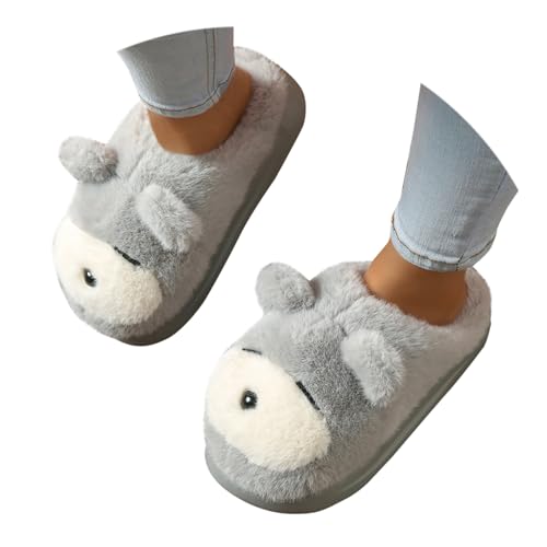 Maskjuwio Hausschuhe Damen Warm Lustig Hausschuhe Damen Plüsch Süß Pantoffeln Weich Bequem Slippers Memory Foam Hausschlappen Indoor-Haus Pantoffeln rutschfeste Slippers Plateau Schlappen Fuzzy von Maskjuwio