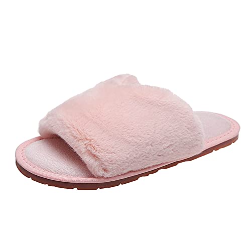 Maskjuwio Hausschuhe Damen Warm Offen Einfarbig Slippers Weich Bequem Pantoffeln Flauschig Hausschlappen Plüsch Hausschuhe Schlafzimmer Pantoffeln rutschfeste Slippers House Hausschlappen von Maskjuwio