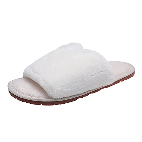 Maskjuwio Hausschuhe Damen Warm Offen Einfarbig Slippers Weich Bequem Pantoffeln Flauschig Hausschlappen Plüsch Hausschuhe Schlafzimmer Pantoffeln rutschfeste Slippers House Hausschlappen von Maskjuwio
