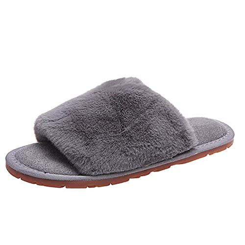 Maskjuwio Hausschuhe Damen Warm Offen Einfarbig Slippers Weich Bequem Pantoffeln Flauschig Hausschlappen Plüsch Hausschuhe Schlafzimmer Pantoffeln rutschfeste Slippers House Hausschlappen von Maskjuwio