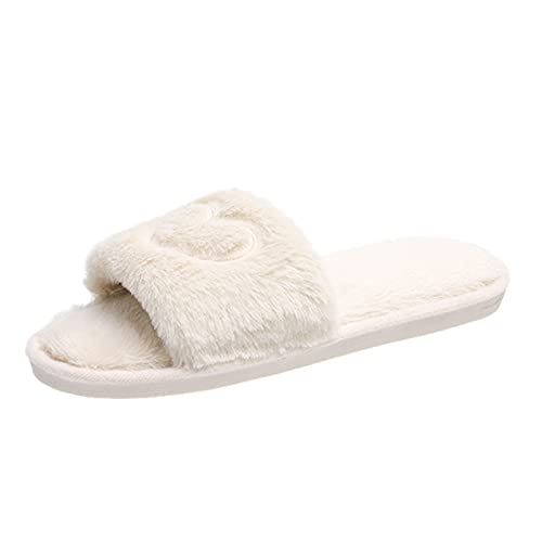 Maskjuwio Hausschuhe Damen Warm Offen Hausschuhe Damen Winter Plüsch Warme Slippers Flauschig Hausschlappen Slip-On Pantoffeln Fuzzy Bequem Hausschlappen Weich rutschfeste Slippers Pantoffeln von Maskjuwio