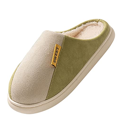 Maskjuwio Hausschuhe Damen Warme, Wasserdicht Pantoffeln Warme Gefüttert Slippers rutschfeste Hausschlappen Hausschuhe Mit Weichen Sohlen Farbblock Pantoffeln Weich Bequem Slippers Hausschlappen von Maskjuwio