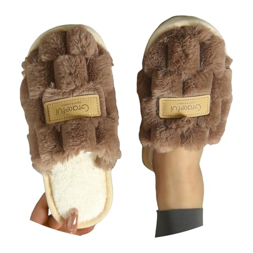 Maskjuwio Hausschuhe Damen Winter 43 Hausschlappen Memory Foam Pantoffeln Plüsch Warme Slippers Flauschig Hausschuhe rutschfeste Hausschlappen Mit Weichen Sohlen Pantoffeln Einfarbig Slippers von Maskjuwio