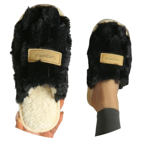 Maskjuwio Hausschuhe Damen Winter 43 Hausschlappen Memory Foam Pantoffeln Plüsch Warme Slippers Flauschig Hausschuhe rutschfeste Hausschlappen Mit Weichen Sohlen Pantoffeln Einfarbig Slippers von Maskjuwio