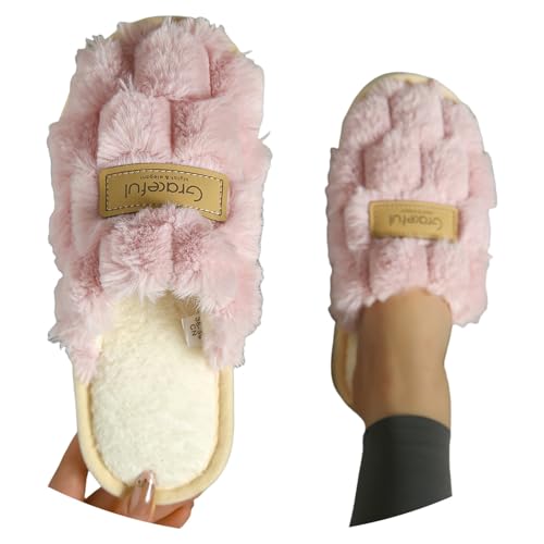 Maskjuwio Hausschuhe Damen Winter 43 Hausschlappen Memory Foam Pantoffeln Plüsch Warme Slippers Flauschig Hausschuhe rutschfeste Hausschlappen Mit Weichen Sohlen Pantoffeln Einfarbig Slippers von Maskjuwio