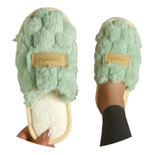 Maskjuwio Hausschuhe Damen Winter 43 Hausschlappen Memory Foam Pantoffeln Plüsch Warme Slippers Flauschig Hausschuhe rutschfeste Hausschlappen Mit Weichen Sohlen Pantoffeln Einfarbig Slippers von Maskjuwio