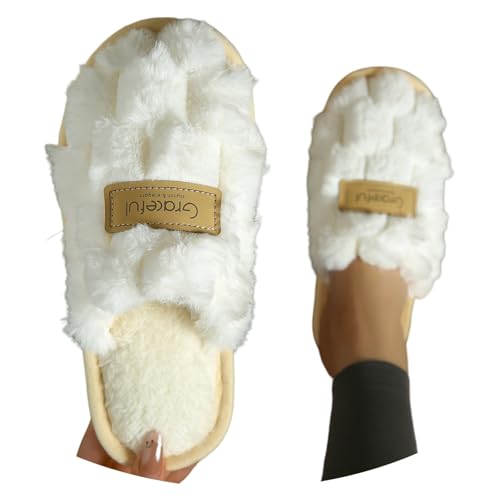 Maskjuwio Hausschuhe Damen Winter 43 Hausschlappen Memory Foam Pantoffeln Plüsch Warme Slippers Flauschig Hausschuhe rutschfeste Hausschlappen Mit Weichen Sohlen Pantoffeln Einfarbig Slippers von Maskjuwio