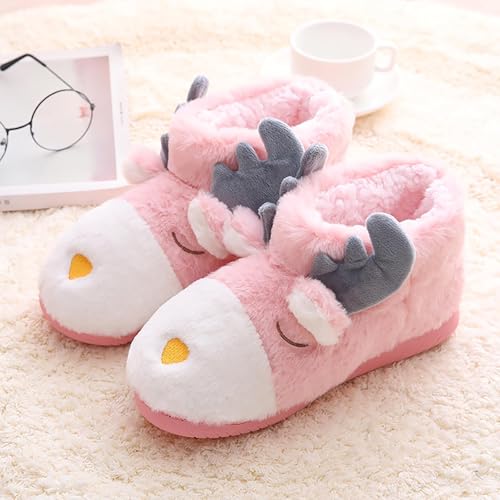 Maskjuwio Hausschuhe Damen Winter Hoch Hausschuhe Damen Weihnachten Pantoffeln Geschlossen Plüsch Hausschlappen Flauschig Hüttenschuhe Tiere Schlappen Weich Bequem Filzpantoffeln rutschfeste Slippers von Maskjuwio