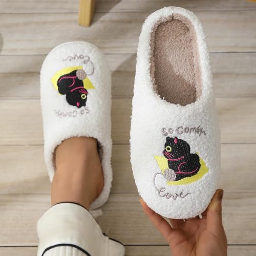 Maskjuwio Hausschuhe Damen Winter Katze, Hausschuhe Damen Warm Gefüttert Hausschlappen Frottee Pantoffeln Plüsch Slippers Flauschig Schlappen Orthopädische Filzpantoffeln rutschfeste Hausschlappen von Maskjuwio