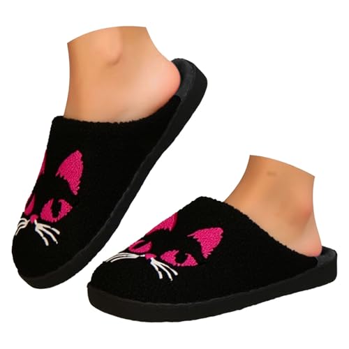 Maskjuwio Hausschuhe Damen Winter Katze Hausschuhe Damen Plüsch Lustig Hausschlappen rutschfeste Slippers Gefüttert Warme Pantoffeln Flauschig Hausschlappen Liebespaar Schlappen Atmungsaktiv von Maskjuwio