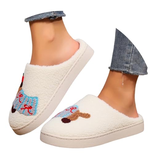Maskjuwio Hausschuhe Damen Winter Katze | Warme Hausschuhe Damen Plüsch | Slippers Mit Musterdruck Pantoffeln Flauschig | Hausschlappen rutschfeste Slippers Fuzzy Gefüttert | Pantoffeln Weich Bequem von Maskjuwio