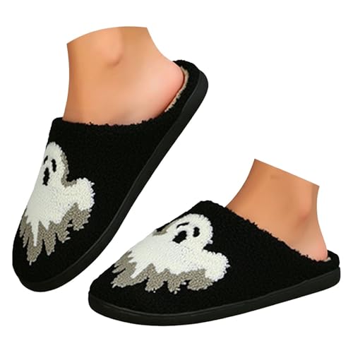 Maskjuwio Hausschuhe Damen Winter Lustig | Halloween Hausschuhe Damen Pantoffeln Plüsch Wärme | Slippers Gefüttert Fuzzy Hausschlappen Weich Bequem | Pantoffeln Flauschige Slippers Outdoor Leichte von Maskjuwio