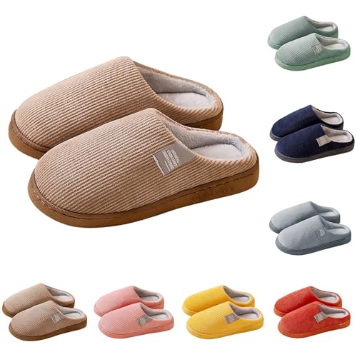 Maskjuwio Hausschuhe Damen Winter Plüsch Pantoffeln Warme Hausschlappen rutschfeste Slippers Unisex Filzpantoffeln Hausschuhe Mit Weichen Sohlen Einfarbig Pantoffeln Fuzzy Gefüttert Slippers von Maskjuwio