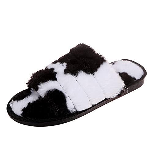 Maskjuwio Hausschuhe Damen Winter Plüsch Pantoffeln Warme Slippers Farbblock Hausschlappen Offener Zehen Hausschuhe Flauschig Pantoffeln Kuschelige Hausschlappen Memory Foam Slippers Fuzzy Schlappen von Maskjuwio