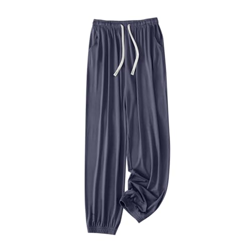 Maskjuwio Jogginghose Damen Baggy, Dünne Sporthose Lange Pumphose Mit Taschen Elastische Taille Pyjamahose Einfarbig Yogahose Leicht Loungehose Atmungsaktive Jogginghose Mit Gerüschte Größen L-3Xl von Maskjuwio
