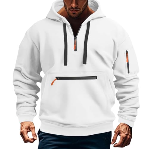 Maskjuwio Kapuzenpullover Herren Mit Reißverschluss Loose Fit Sweatshirt Hoodie Leichte Sweatshirtjacke Hoody Mit Reißverschlusstaschen Einfarbig Kapuzenjacke Pullover Herbst Oberteile Für Urlaub von Maskjuwio