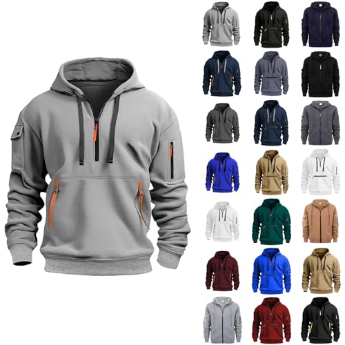 Maskjuwio Kapuzenpullover Herren Mit Reißverschluss Loose Fit Sweatshirt Hoodie Leichte Sweatshirtjacke Hoody Mit Reißverschlusstaschen Einfarbig Kapuzenjacke Pullover Herbst Oberteile Für Urlaub von Maskjuwio