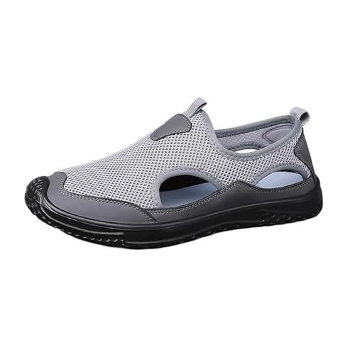 Maskjuwio Leichte Sommerschuhe Herren, Hollow Out Sportschuhe Atmungsaktiv Laufschuhe Ohne Schnürung Walkingschuhe Extra Weit Turnschuhe Leicht Freizeitschuhe Minimalistische Strandschuhe Gr.38-46 von Maskjuwio