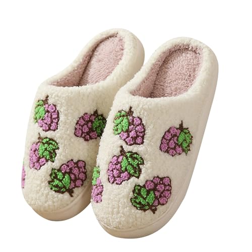 Maskjuwio Plüsch Hausschuhe Damen 42 Pantoffeln Damen Warm Hausschlappen Mit Musterdruck Fuzzy Gefüttert Slipper Weich Bequem Schlappen Geschlossen Hausschuhe Teddy-Fleece Pantoffeln Gr.36-42 von Maskjuwio