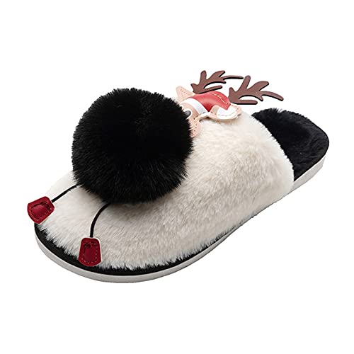 Maskjuwio Plüsch Hausschuhe Damen Lustig, Weihnachten Pantoffeln Flauschig Warme Slippers Gefüttert Hausschlappen Memory Foam Hausschuhe Geschlossen Pantoffeln Winter Slippers Für Indoor & Outdoor von Maskjuwio