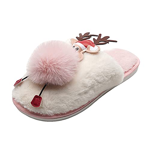 Maskjuwio Plüsch Hausschuhe Damen Lustig, Weihnachten Pantoffeln Flauschig Warme Slippers Gefüttert Hausschlappen Memory Foam Hausschuhe Geschlossen Pantoffeln Winter Slippers Für Indoor & Outdoor von Maskjuwio