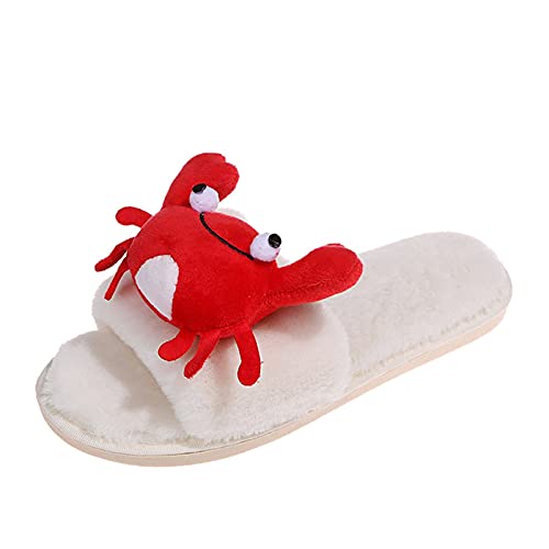 Maskjuwio Plüsch Hausschuhe Damen Lustig Offener Zehen Pantoffeln Memory Foam Slippers rutschfeste Hausschlappen Niedliche Cartoon Hausschuhe Atmungsaktiv Pantoffeln House Winterschuhe Hausschlappen von Maskjuwio