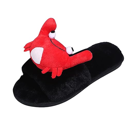 Maskjuwio Plüsch Hausschuhe Damen Lustig Offener Zehen Pantoffeln Memory Foam Slippers rutschfeste Hausschlappen Niedliche Cartoon Hausschuhe Atmungsaktiv Pantoffeln House Winterschuhe Hausschlappen von Maskjuwio