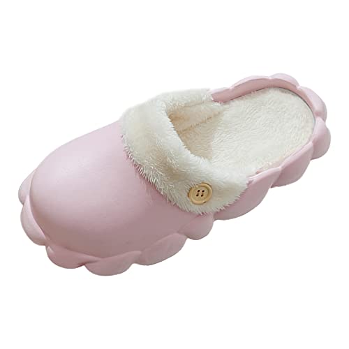 Maskjuwio Plüsch Hausschuhe Damen Pink Hausschuhe Herren Winter Warm Filzpantoffeln Damen 39 Wasserdicht Slippers Weichen Sohlen Hausschlappen Flauschige Slip-On Pantoffeln Gr.37-41 von Maskjuwio