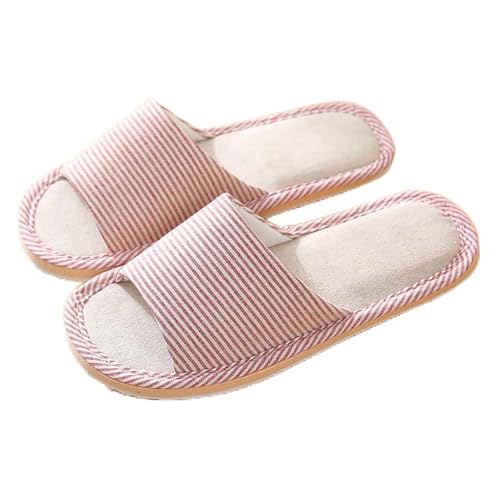 Maskjuwio Slippers Women Indoor Hausschuhe Damen 42 Offen Hausschlappen Weichen Sohlen Slippers rutschfeste Hausschuhe Gestreiftes Pantoffeln Heim Unisex Hausschlappen Leichte Pantoffeln Breite Füße von Maskjuwio