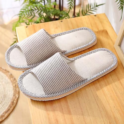 Maskjuwio Slippers Women Indoor Hausschuhe Damen 42 Offen Hausschlappen Weichen Sohlen Slippers rutschfeste Hausschuhe Gestreiftes Pantoffeln Heim Unisex Hausschlappen Leichte Pantoffeln Breite Füße von Maskjuwio