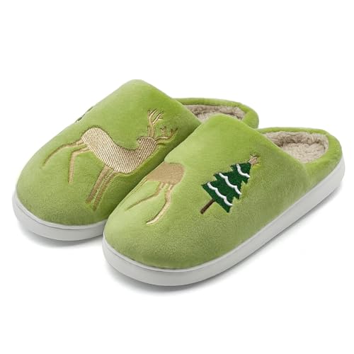 Maskjuwio Slippers Women Indoor Hausschuhe Damen Weihnachten Pantoffeln Mit Musterdruck Warme Gefüttert Hausschlappen rutschfeste Hausschuhe Weihnachten Unisex Slippers Weich Bequem Pantoffeln von Maskjuwio
