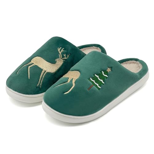 Maskjuwio Slippers Women Indoor Hausschuhe Damen Weihnachten Pantoffeln Mit Musterdruck Warme Gefüttert Hausschlappen rutschfeste Hausschuhe Weihnachten Unisex Slippers Weich Bequem Pantoffeln von Maskjuwio