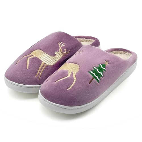 Maskjuwio Slippers Women Indoor Hausschuhe Damen Weihnachten Pantoffeln Mit Musterdruck Warme Gefüttert Hausschlappen rutschfeste Hausschuhe Weihnachten Unisex Slippers Weich Bequem Pantoffeln von Maskjuwio