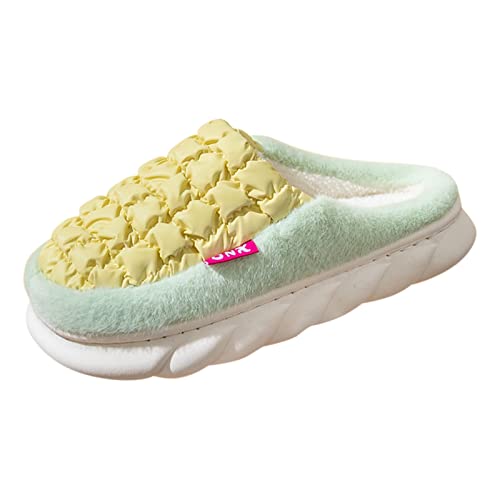Maskjuwio Warme Hausschuhe Damen Plüsch | Plateau Warme Slippers Dicke Pantoffeln | Einfarbig Hausschlappen Plüsch Gefüttert Hausschuhe | rutschfeste Slippers Pantoffeln Mit Weichen Sohlen von Maskjuwio