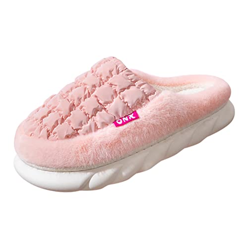 Maskjuwio Warme Hausschuhe Damen Plüsch | Plateau Warme Slippers Dicke Pantoffeln | Einfarbig Hausschlappen Plüsch Gefüttert Hausschuhe | rutschfeste Slippers Pantoffeln Mit Weichen Sohlen von Maskjuwio