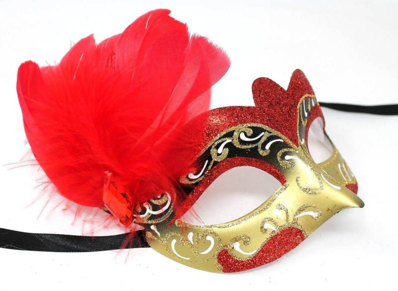 Rot Und Gold Maskenspiel Maske Auf Einem Stick Rot Und Gold Maskenspiel Maske Auf Einem Stick von MasksandTiaras