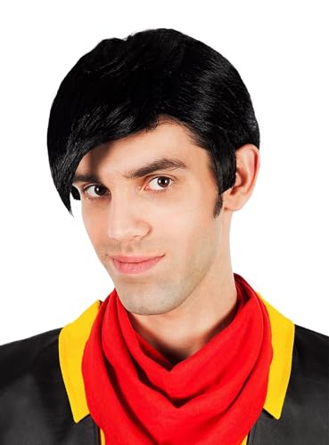 Maskworld Lucky Luke Perücke für Erwachsene mit Haar-Tolle - schwarz - Einheitsgröße von Maskworld