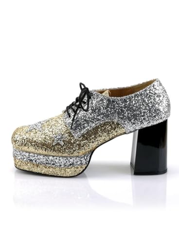 Maskworld Glamrock Plateau-Schuhe - Gold-Silber - Glitter-Look - Schuhgröße: 42-43 von Maskworld