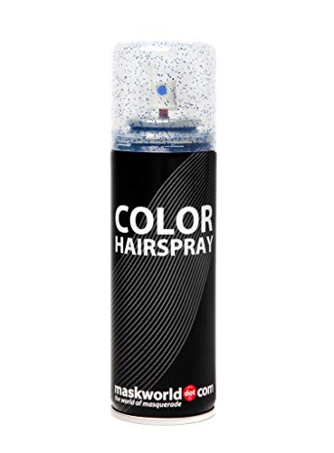 Maskworld Glitter Color Haarspray für farbig buntes Haar - Blau - Glitzer Color Farbspray zum Verkleiden & Schminken für Karneval, Fasching, Halloween & Motto-Party von Maskworld